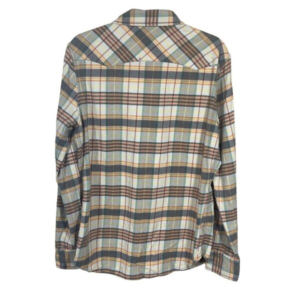 True Religion Men's Pearl Snap Shirt Flannel Cotton Orange Tan XL Extra Large ST - Picture 2 of 9